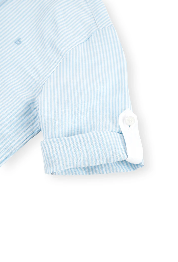 Chemise en lin manche longue à rayures pour garçon