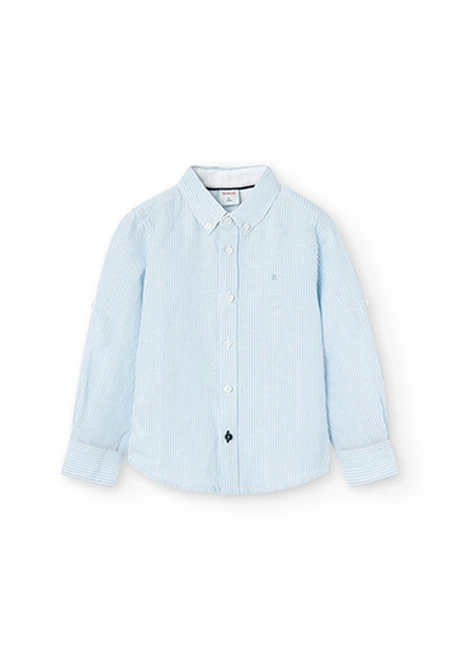 Chemise en lin manche longue à rayures pour garçon