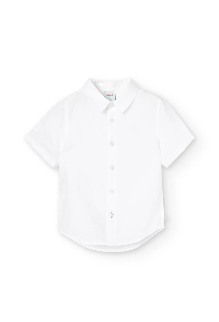 Camisa linho manga curta para menino