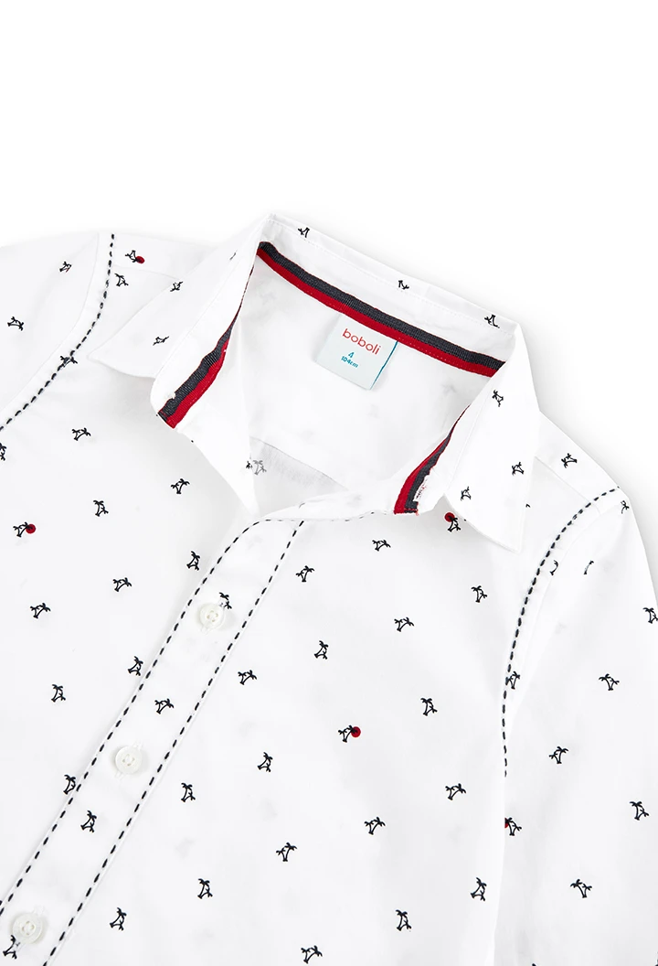 Chemise en popeline "palmiers" pour garçon