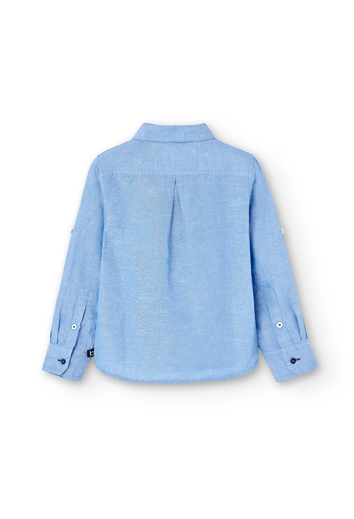 Camisa lino manga larga blue de niño