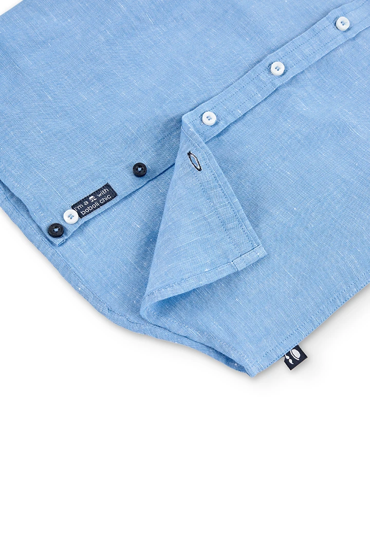 Camisa lino manga larga blue de niño