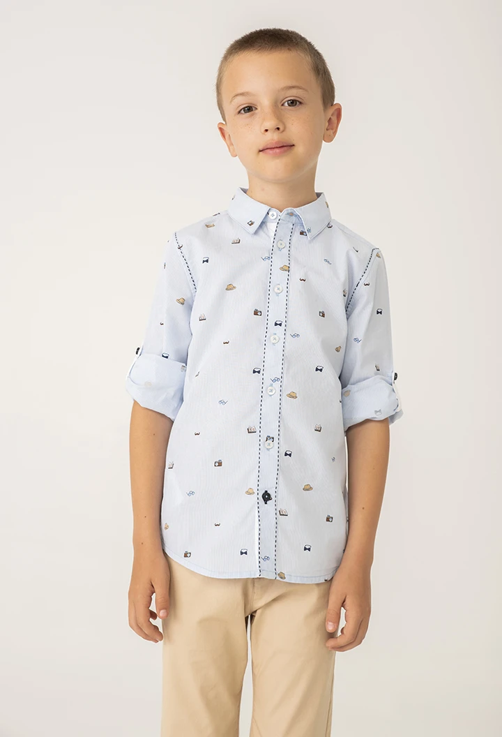 Camisa popelín estampada de nen
