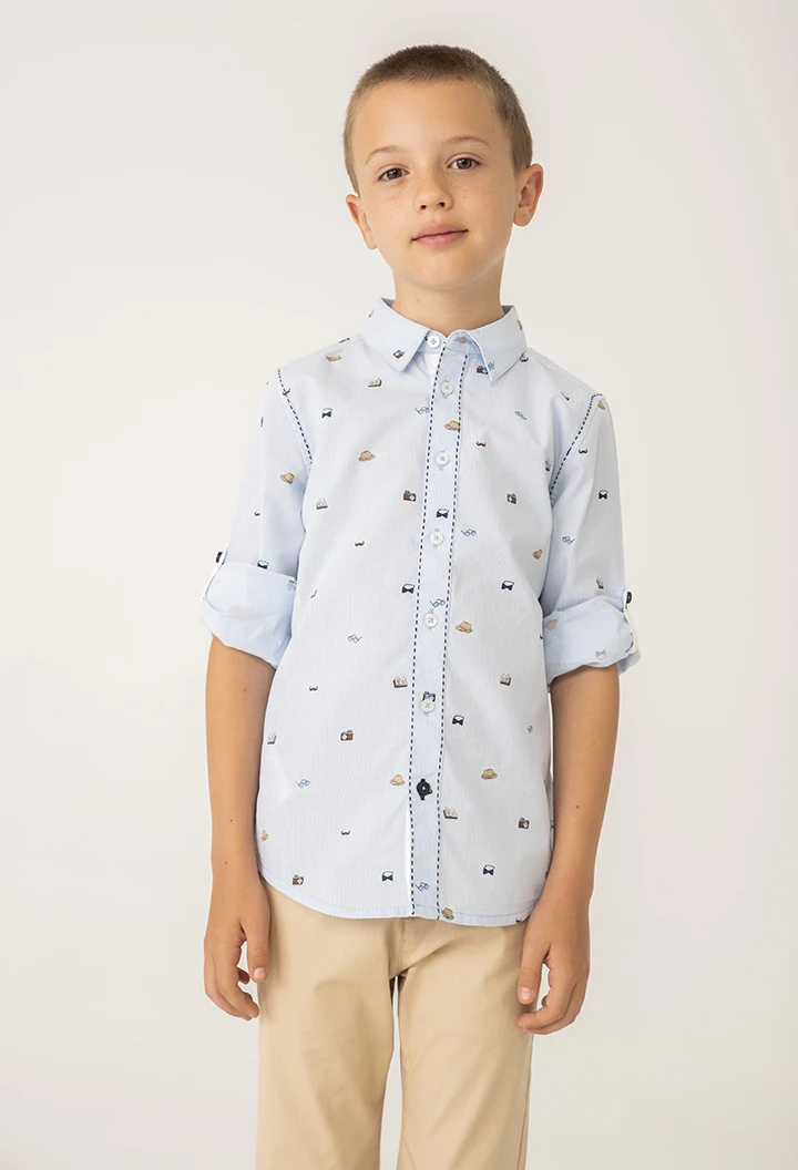 Poplin shirt printed for boy