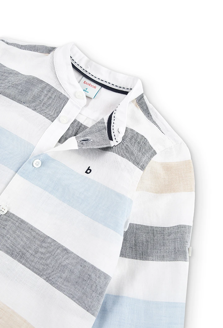 Chemise en lin manche longue à rayures pour garçon