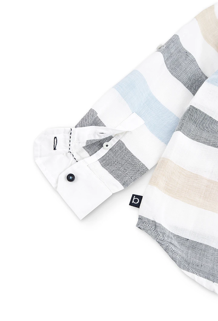 Chemise en lin manche longue à rayures pour garçon