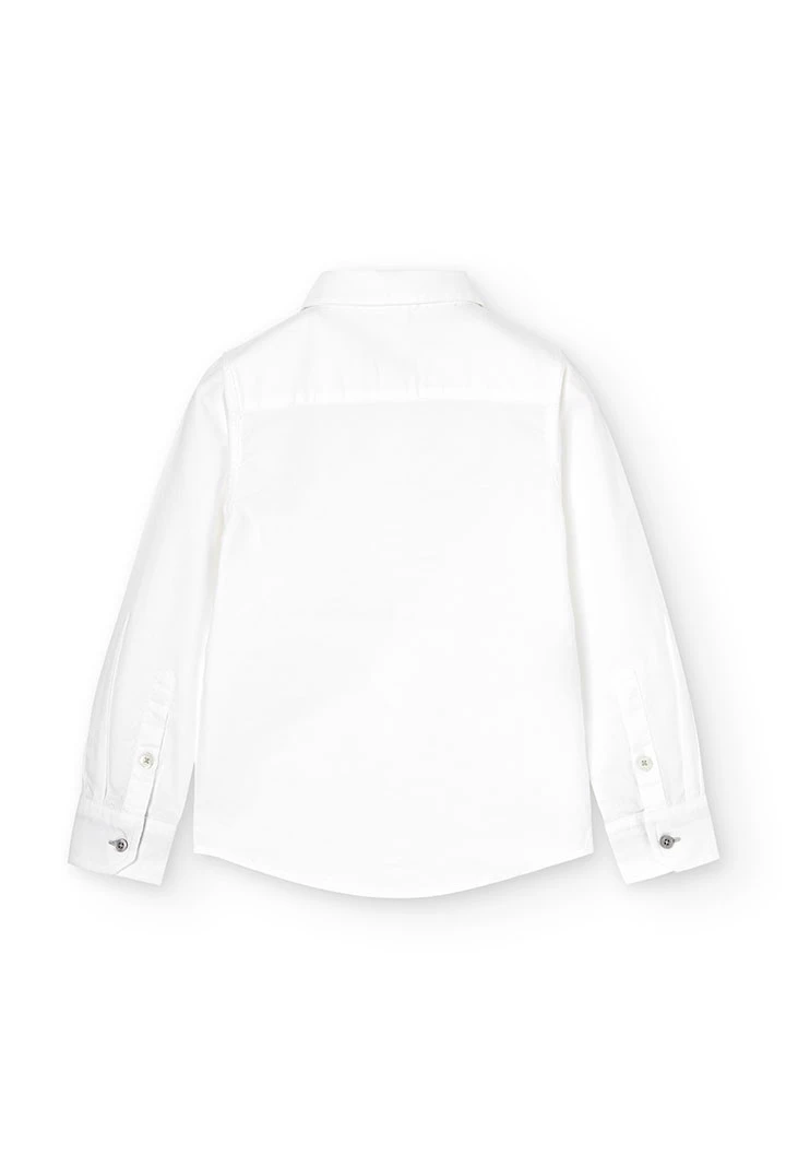 Camisa oxford màniga llarga de nen en color blanc