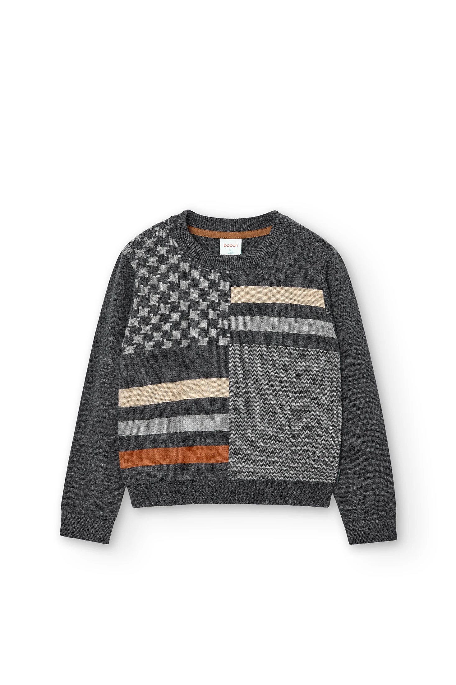 Striped wool intarsia sweater hotsell with appliqués