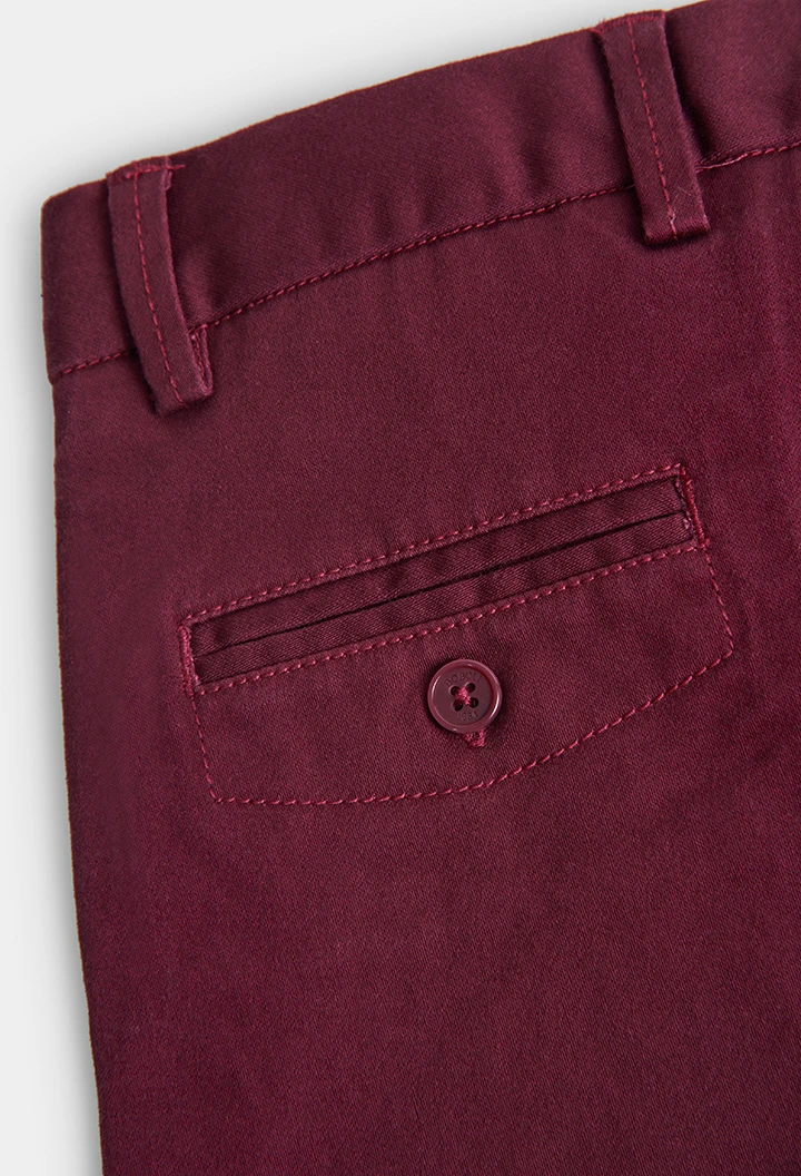 Pantalón satén elástico de niño en color granate-BCI