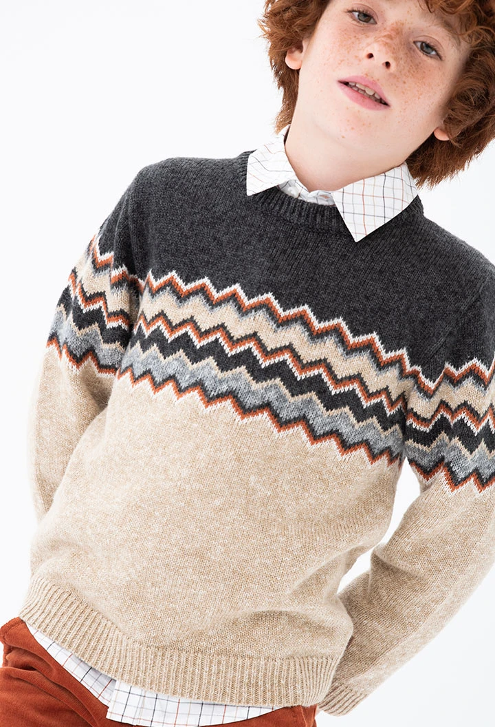 Pullover tricot jacquard para menino