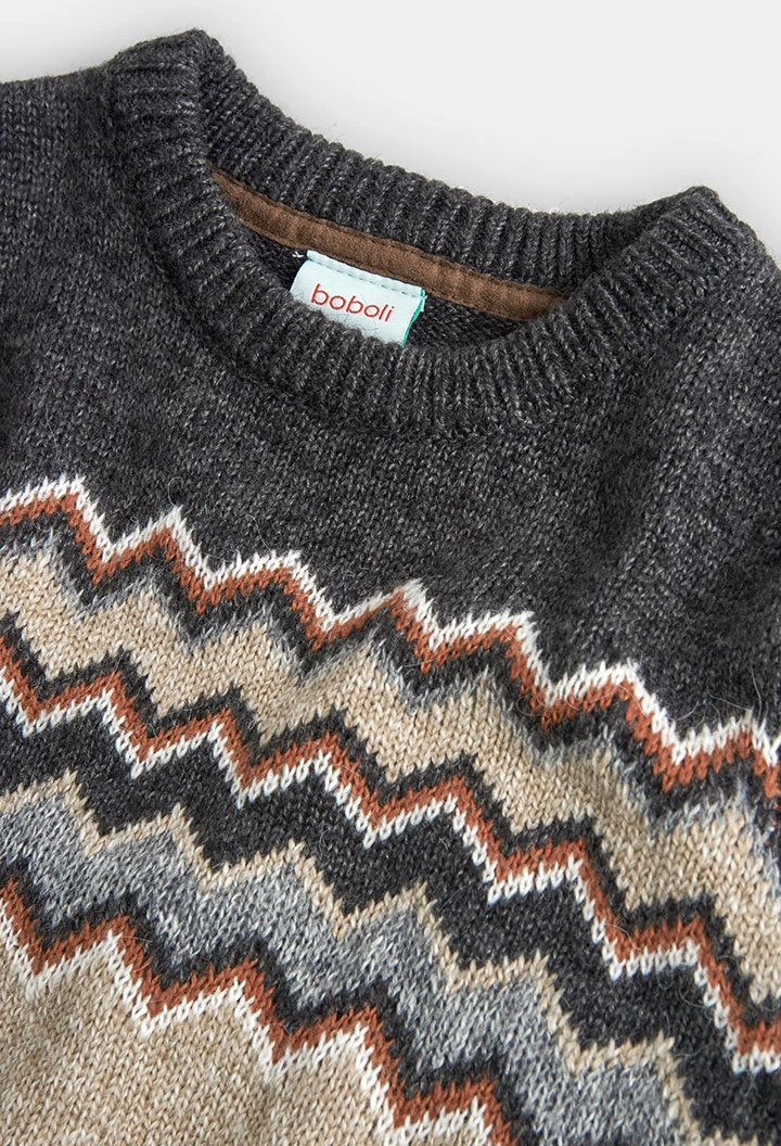 Strick pullover jacquard für junge