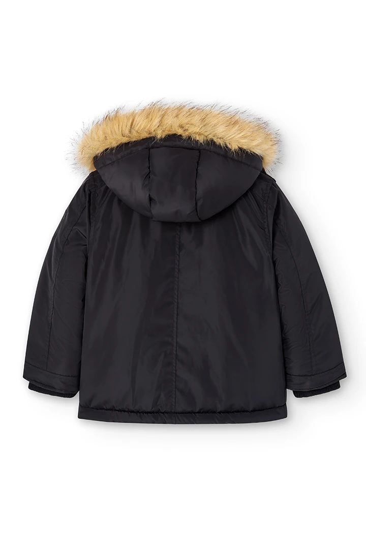 Parka en toile technique à capuche pour garçon