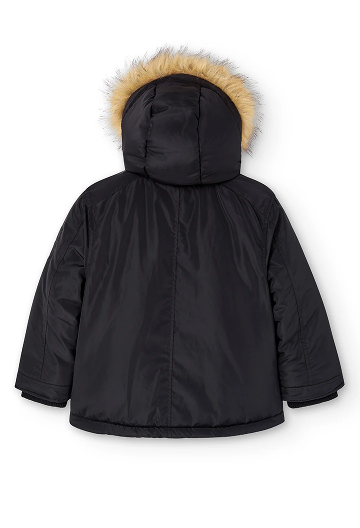 Parka en toile technique à capuche pour garçon