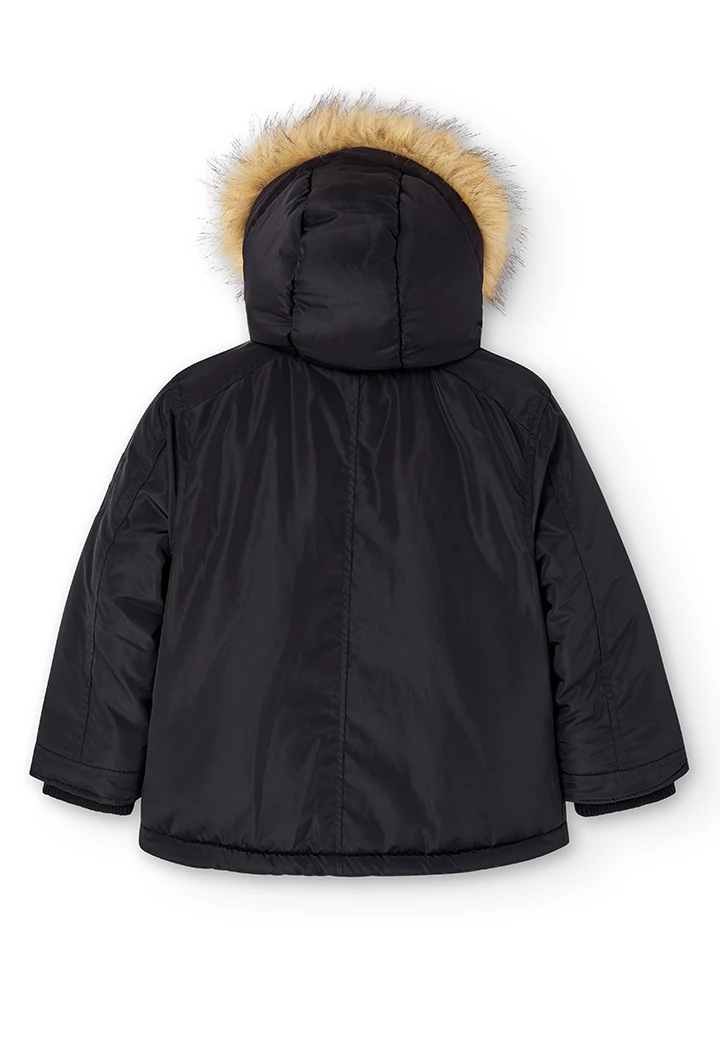 Technical fabric parka hooded for boy