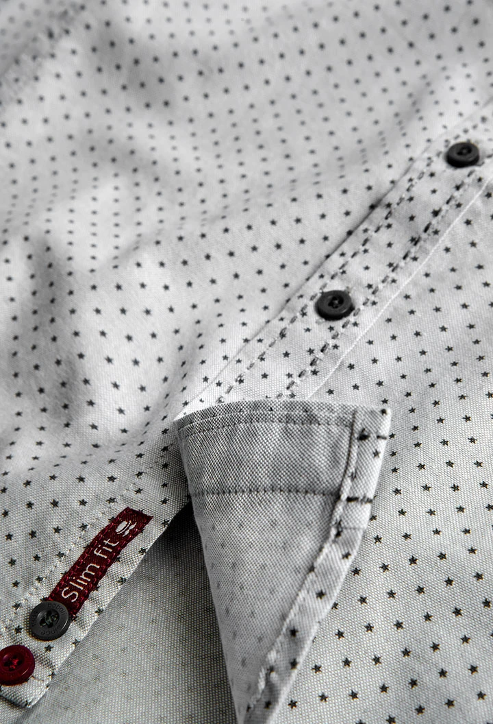 Camisa oxford màniga llarga de nen estampat de estrelles