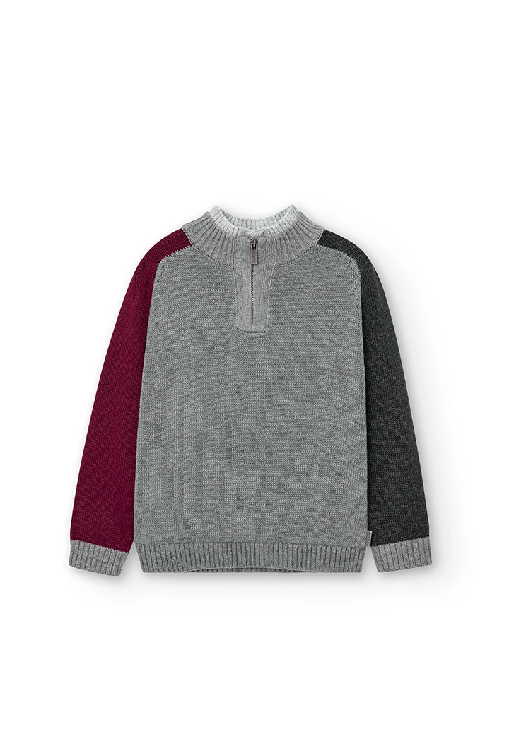 Pullover tricot com cotoveleiras para menino