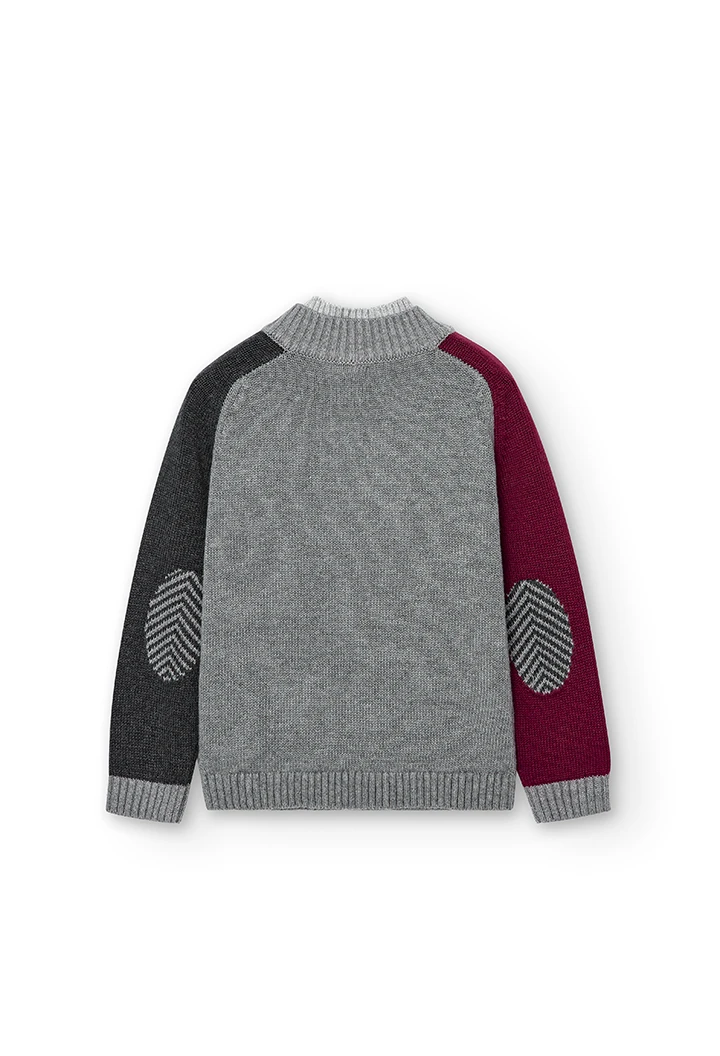 Knitwear pullover with elbow patches for boy