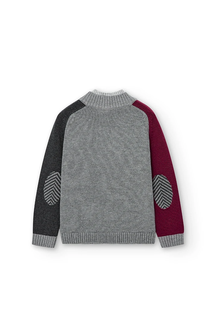 Pullover tricot com cotoveleiras para menino