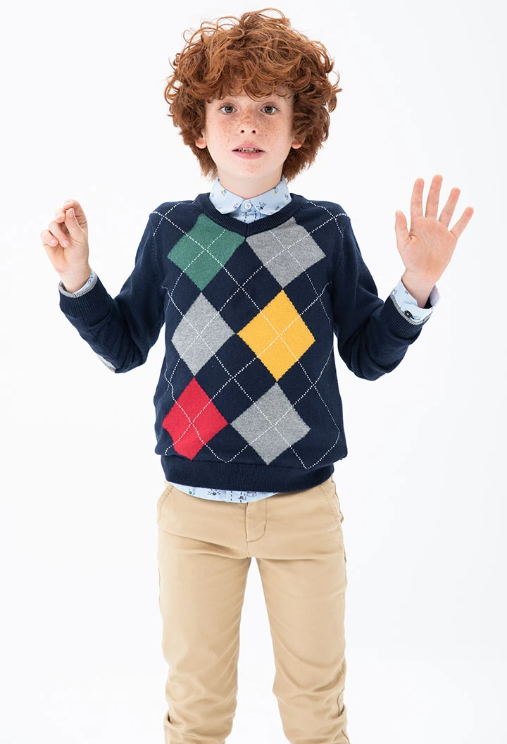Strick pullover rhombus für junge