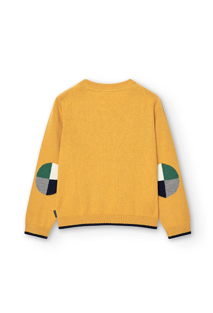 Jersey tricotosa amb colzeres de nen groc