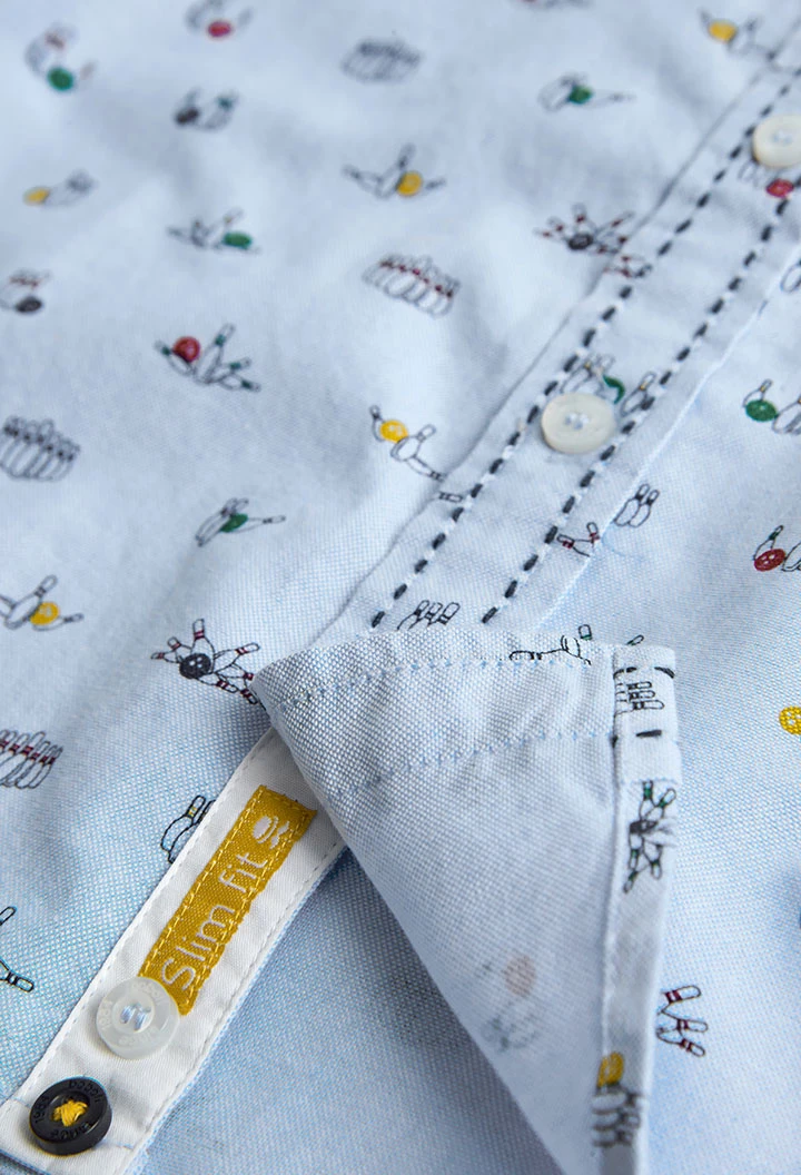 Camisa oxford manga larga de niño azul claro