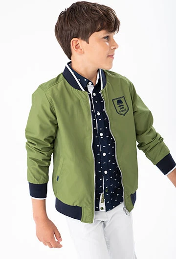 Boy\'s technical fabric jacket in green