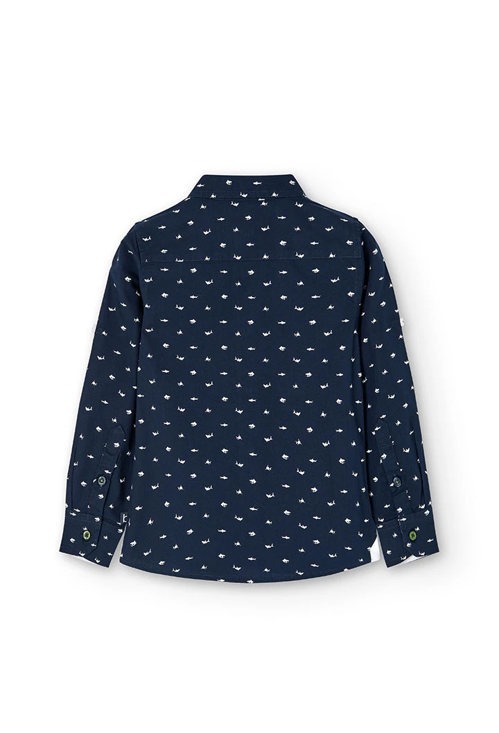 Popeline-Hemd mit Aufdruck, für Jungen,in Farbe Marineblau