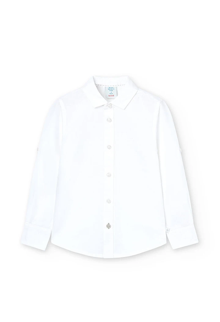 Chemise en lin pour bébé garçon, couleur blanche