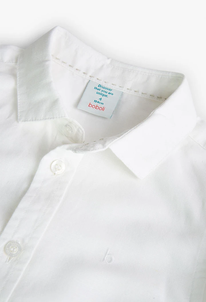 Chemise en lin pour bébé garçon, couleur blanche