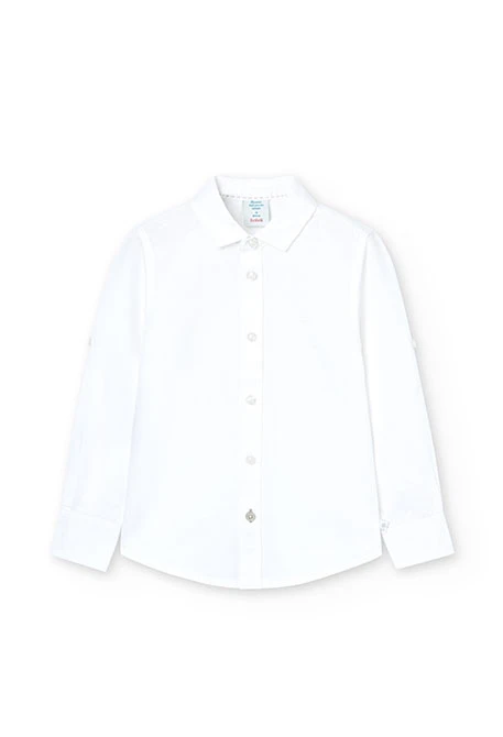 Camisa de menino de linho de cor branca