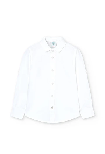 Camisa de menino de linho de cor branca