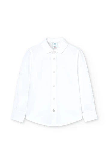 Camisa de nen de lli en color blanc