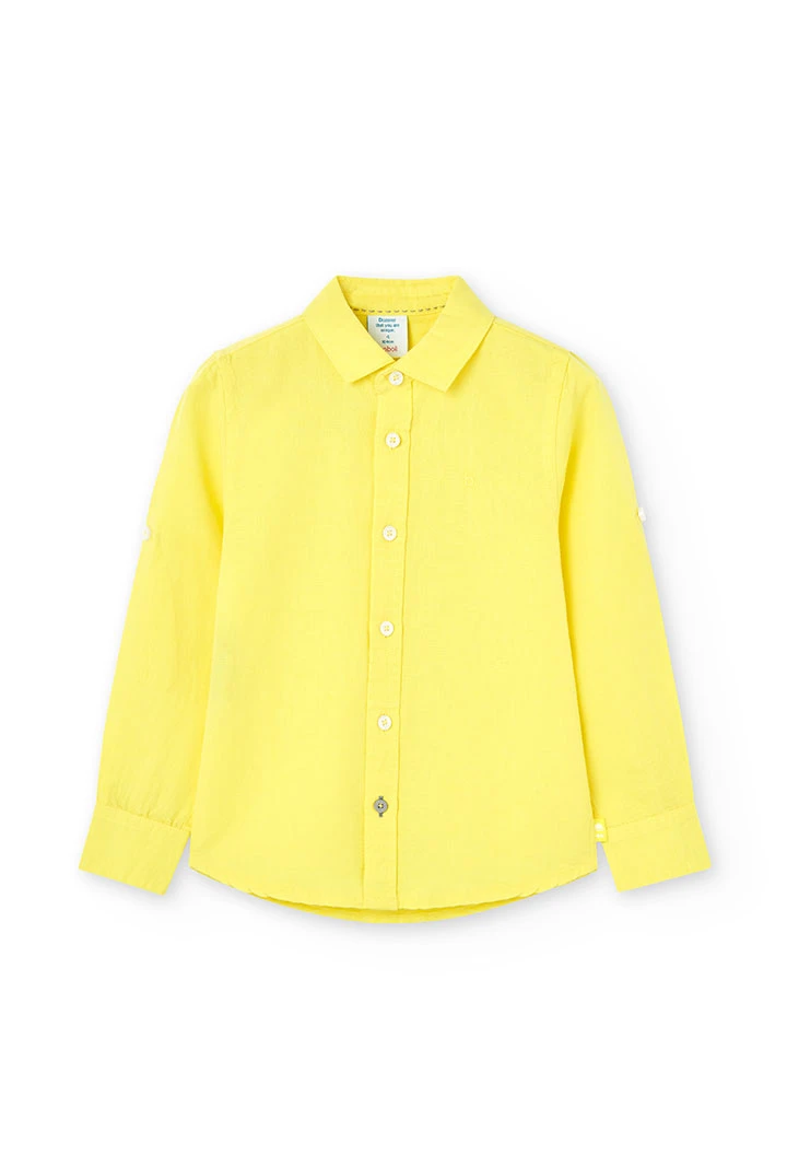 Chemise en lin pour bébé, couleur jaune