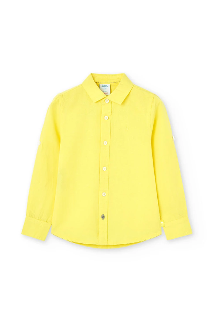 Chemise en lin pour bébé, couleur jaune
