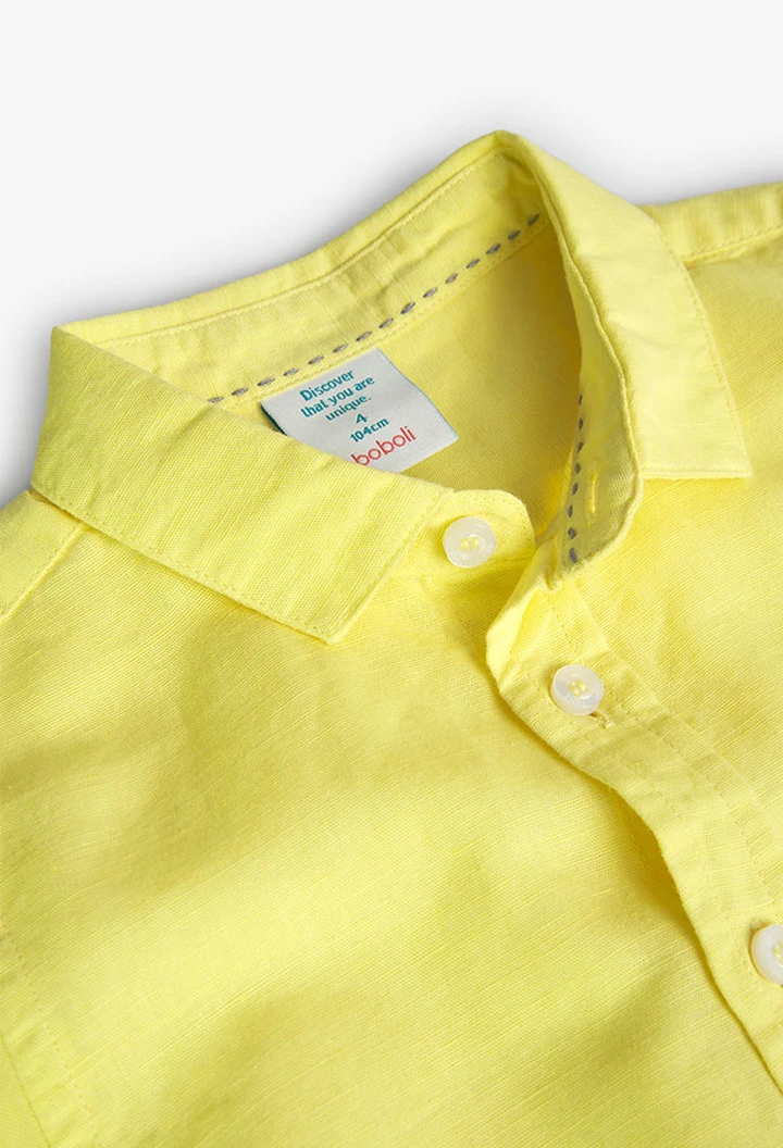 Chemise en lin pour bébé, couleur jaune