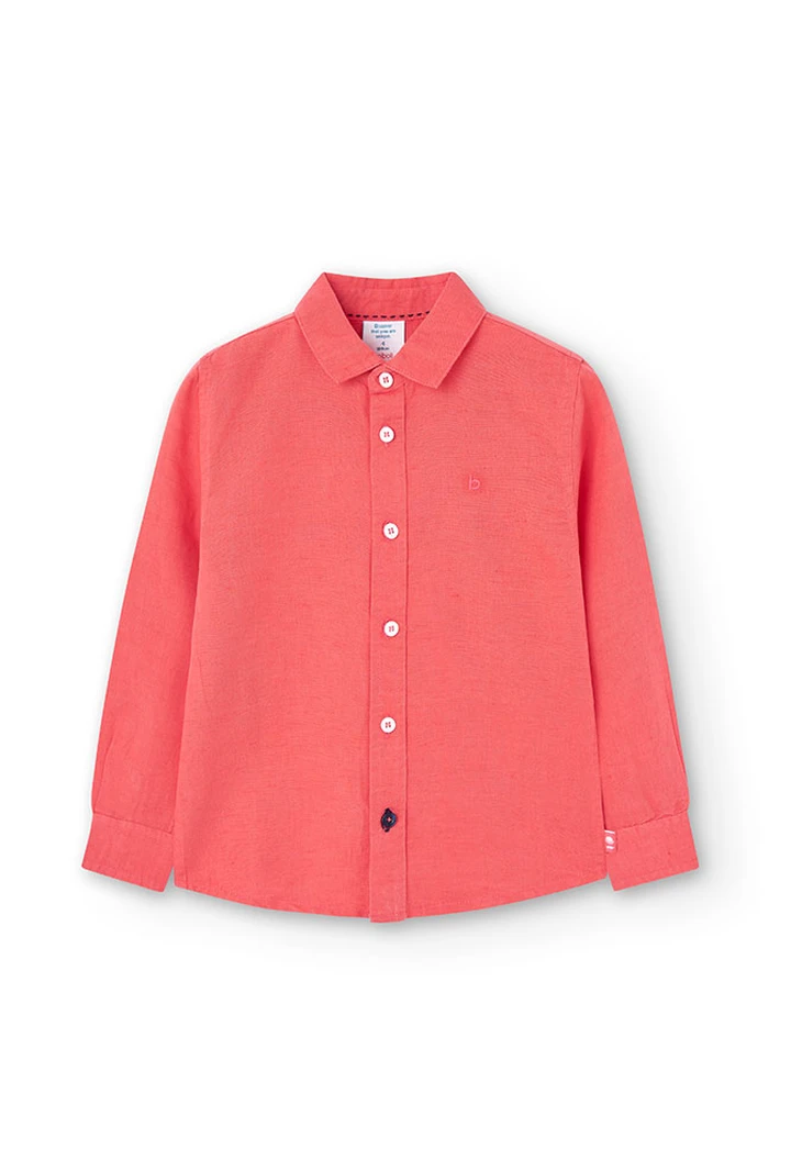 Chemise en lin garçon, couleur rouge