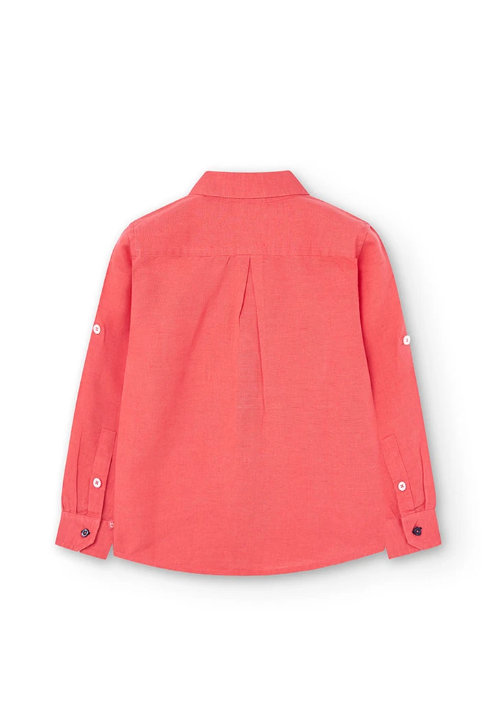 Chemise en lin garçon, couleur rouge