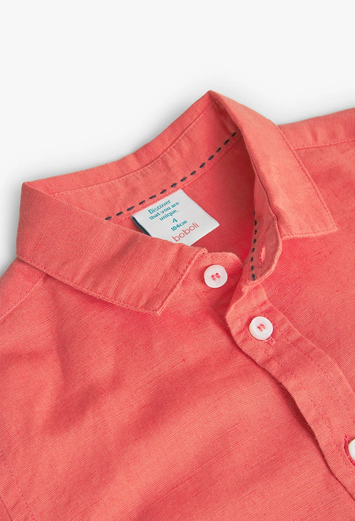 Chemise en lin garçon, couleur rouge