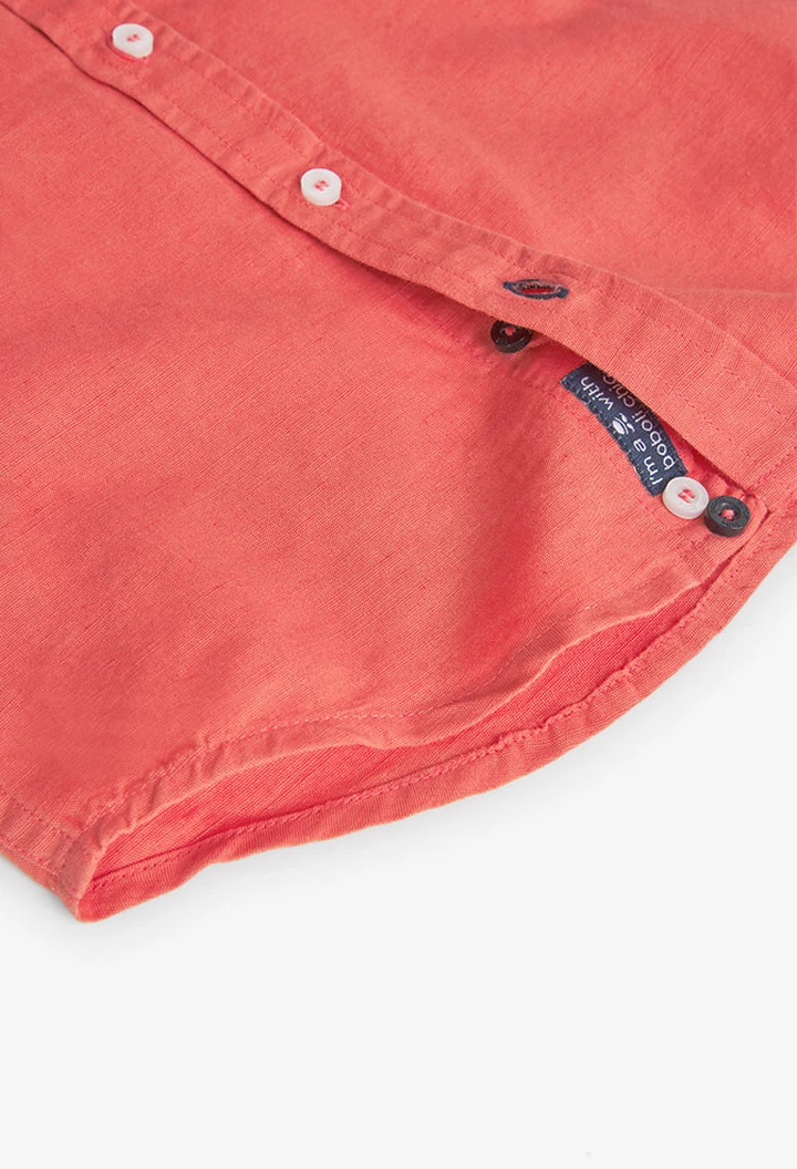 Chemise en lin garçon, couleur rouge