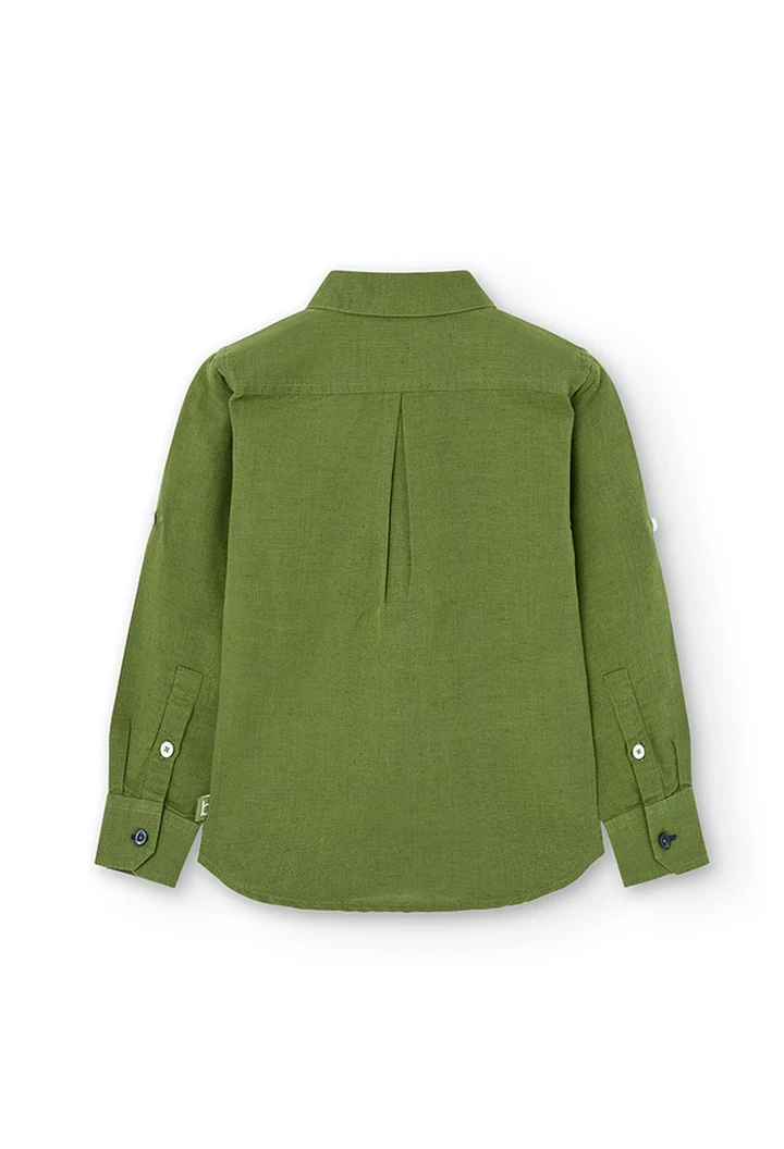 Chemise en lin pour garçon, couleur verte
