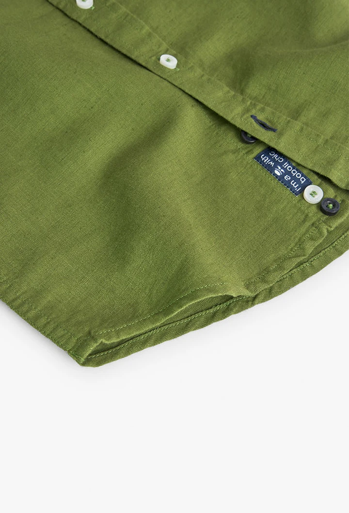 Chemise en lin pour garçon, couleur verte