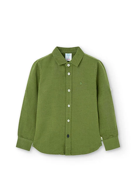 Green boy's linen shirt