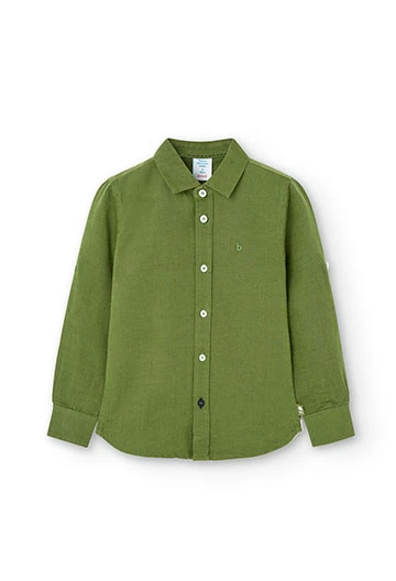 Camisa de lli de nen en color verd