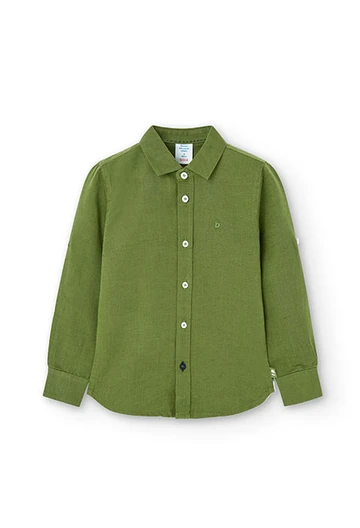 Green boy\'s linen shirt