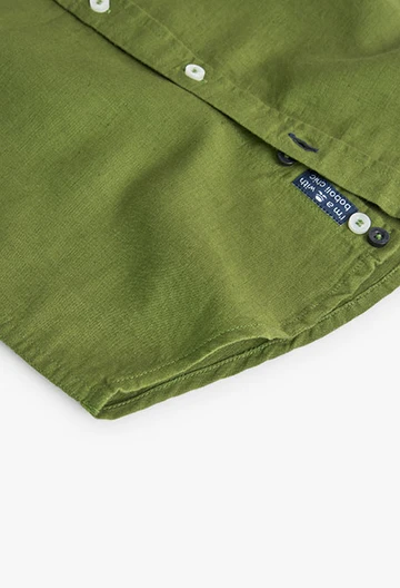 Camisa de lli de nen en color verd