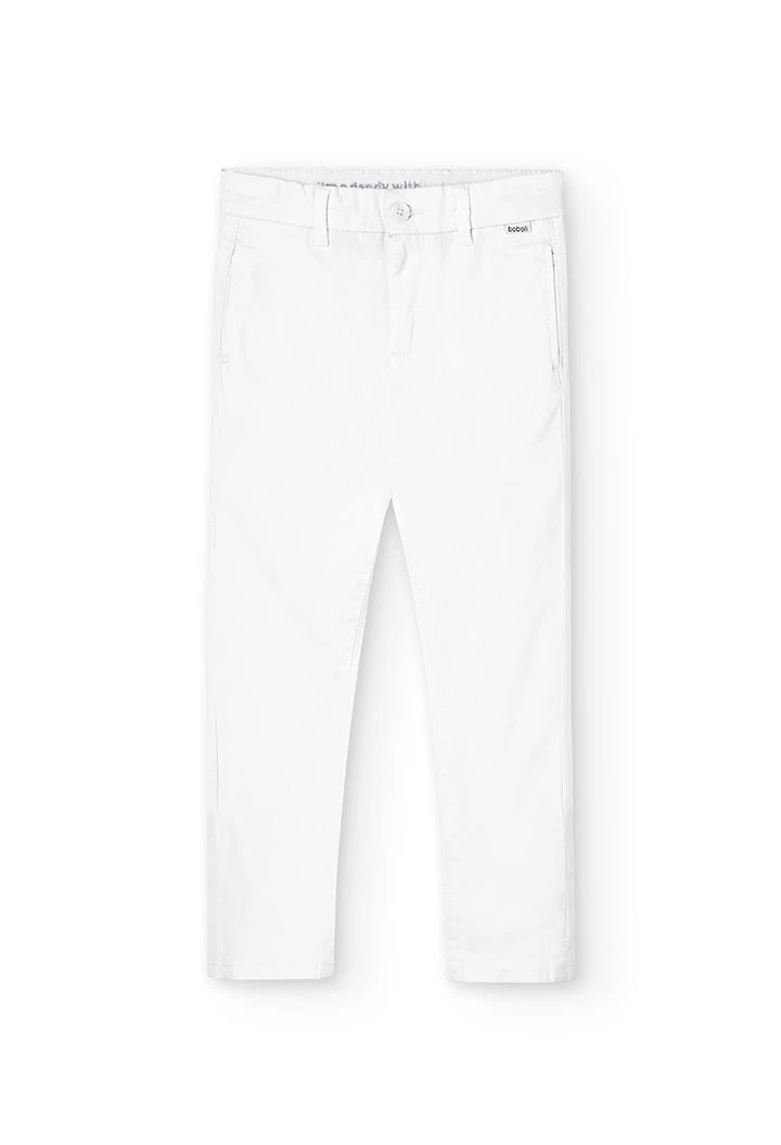 Boy\'s stretch satin trousers in white