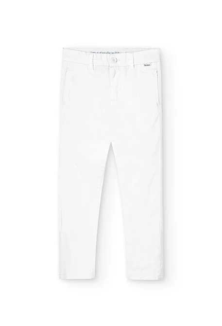 Boy's stretch satin trousers in white
