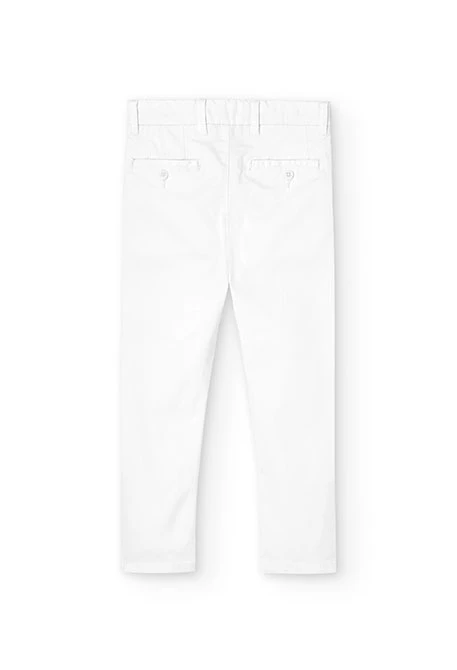 Boy's stretch satin trousers in white