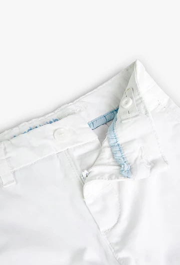 Calças de cetim elástico de menino em branco