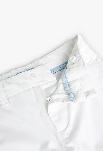 Pantalon satin élastique pour bébé garçon en blanc
